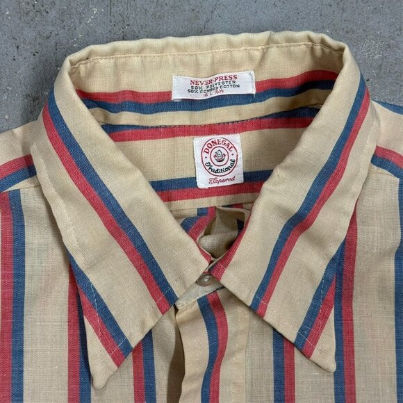 Vintage Donegal Traditional Short Sleeve Button Up Shirt Striped Large - Picture 5 of 7